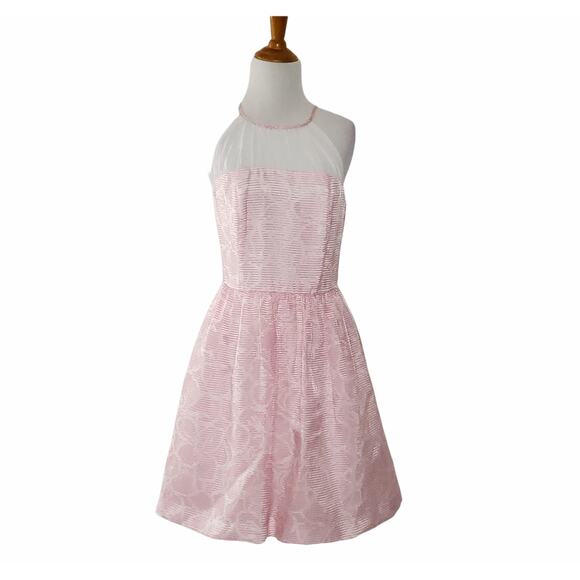 Lilly Pulitzer Kailey Dress Pink Fit & Flare Party Chiffon Neck Women 4 - Picture 2 of 13